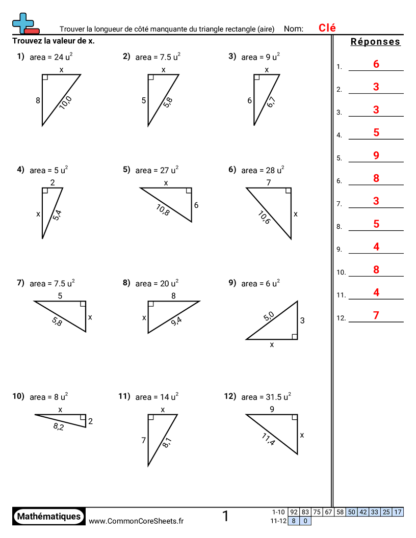Fiches d'Exercices sur le Calcul d'Aire & Périmètre - Trouver la longueur manquante d’un côté de rectangle (décimaux) worksheet