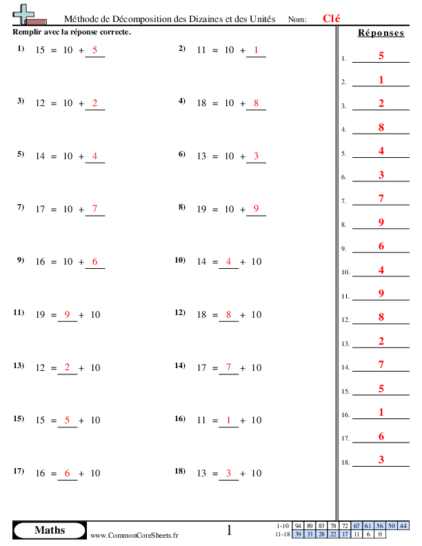  - decomposition-des-dizaines-et-des-unites worksheet