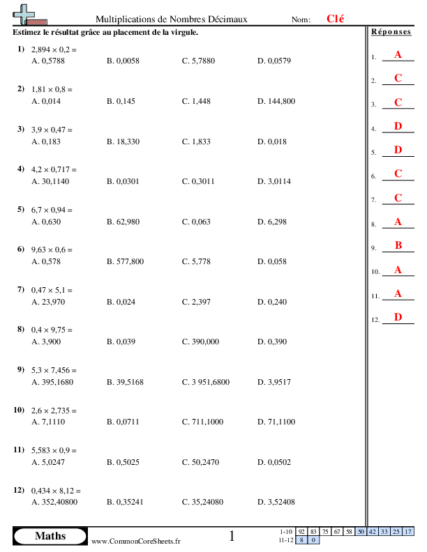  - multiplication-avec-nombres-a-virgules worksheet