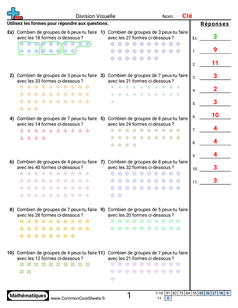 Fiches d'Exercices de Divisions - Sans reste worksheet