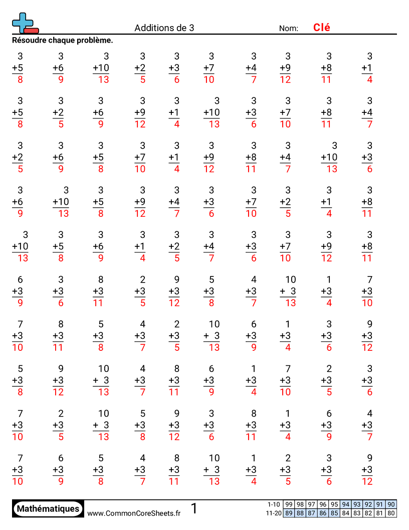 Fiches d'Exercices - 3 worksheet