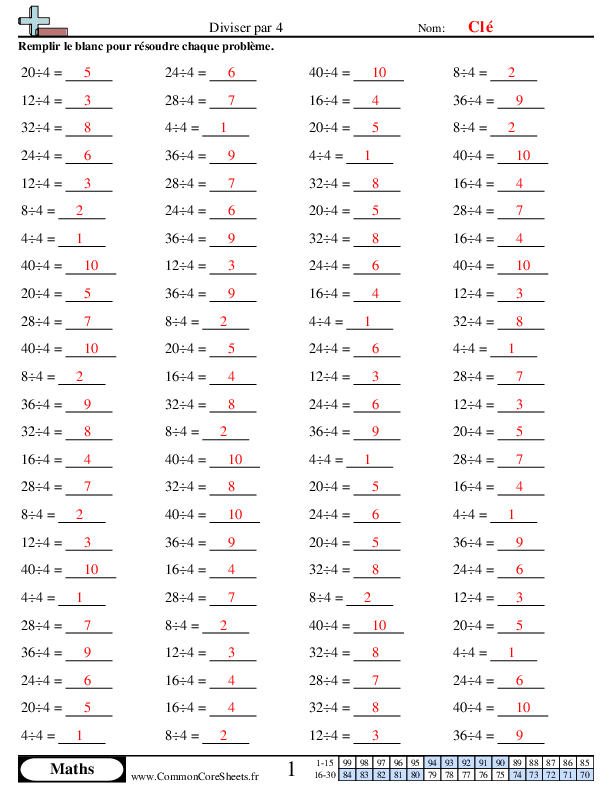  - diviser-par-4 worksheet