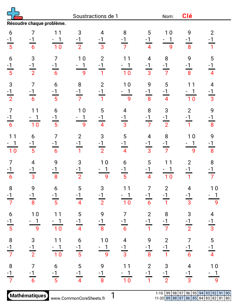 Fiches d'Exercices - 1 worksheet