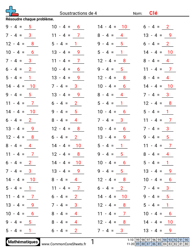 Fiches d'Exercices - 4 (horizontal) worksheet
