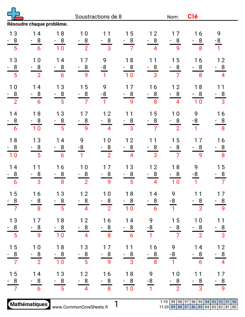 Fiches d'Exercices - 8 worksheet