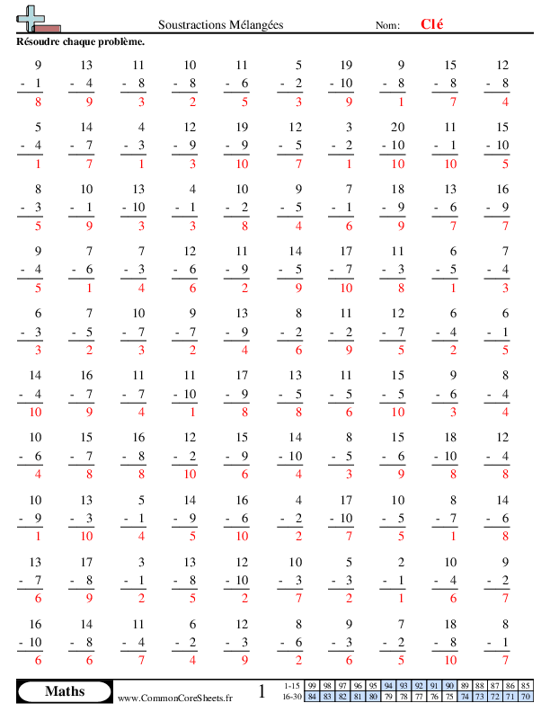  - soustractions-melangees worksheet