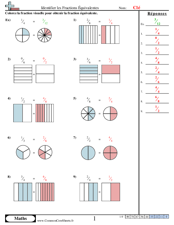  - identifier-les-fractions-equivalentes-visuel worksheet