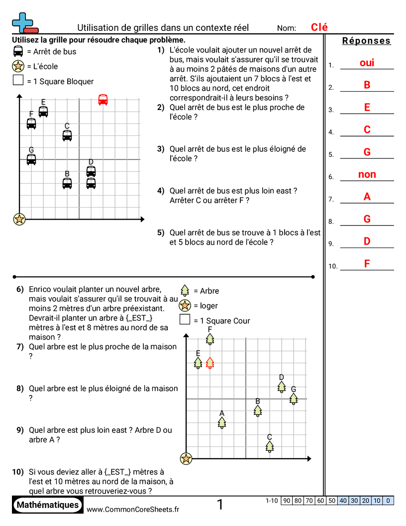 Fiches d'Exercices avec Repères Graphiques - Utiliser des grilles dans un contexte réel worksheet