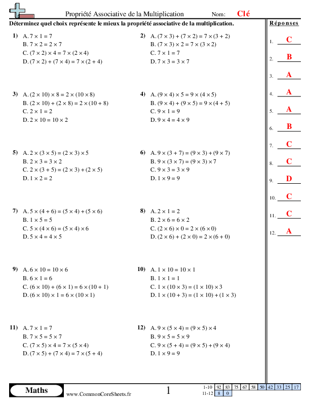  - propriete-associative-choix-multiple worksheet