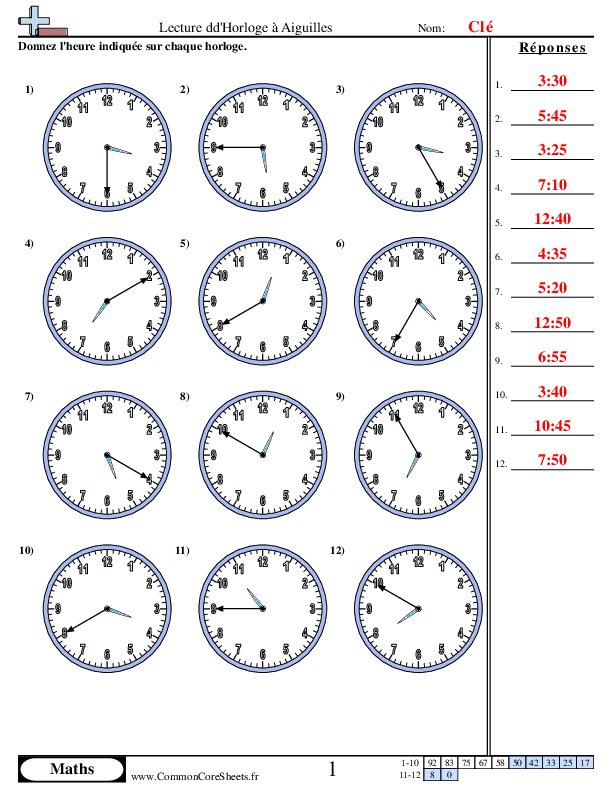  - increments-de-5-minutes worksheet