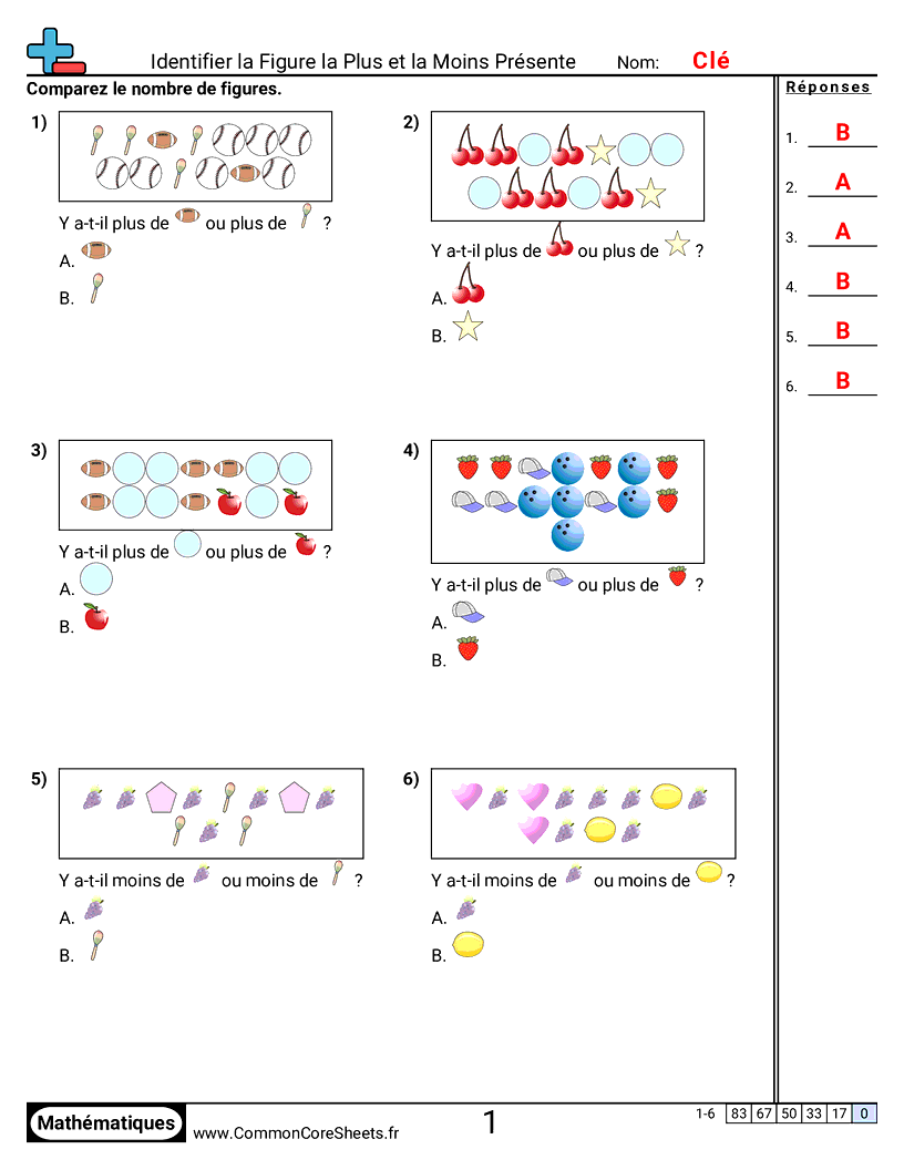 Fiches d'Exercices sur le placement de virgule d'un nombre décimal - Trouver plus et moins worksheet
